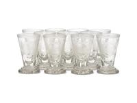A Set of Eleven Louis XVI Style Blown and Etched Drinking Glasses Bearing The Monogram of Marie Antoinette