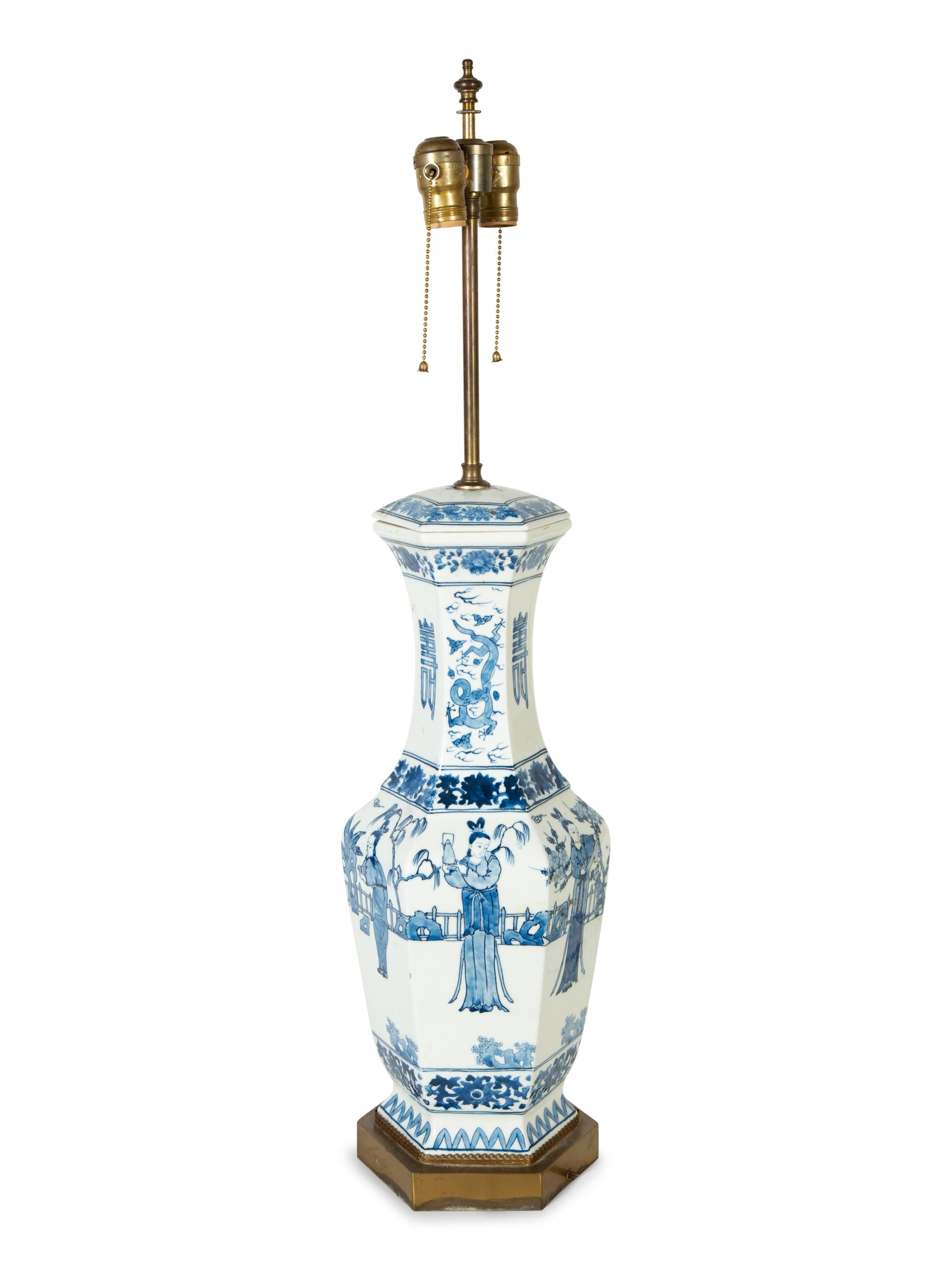 A Chinese Export Porcelain Vase Mounted as a Lamp