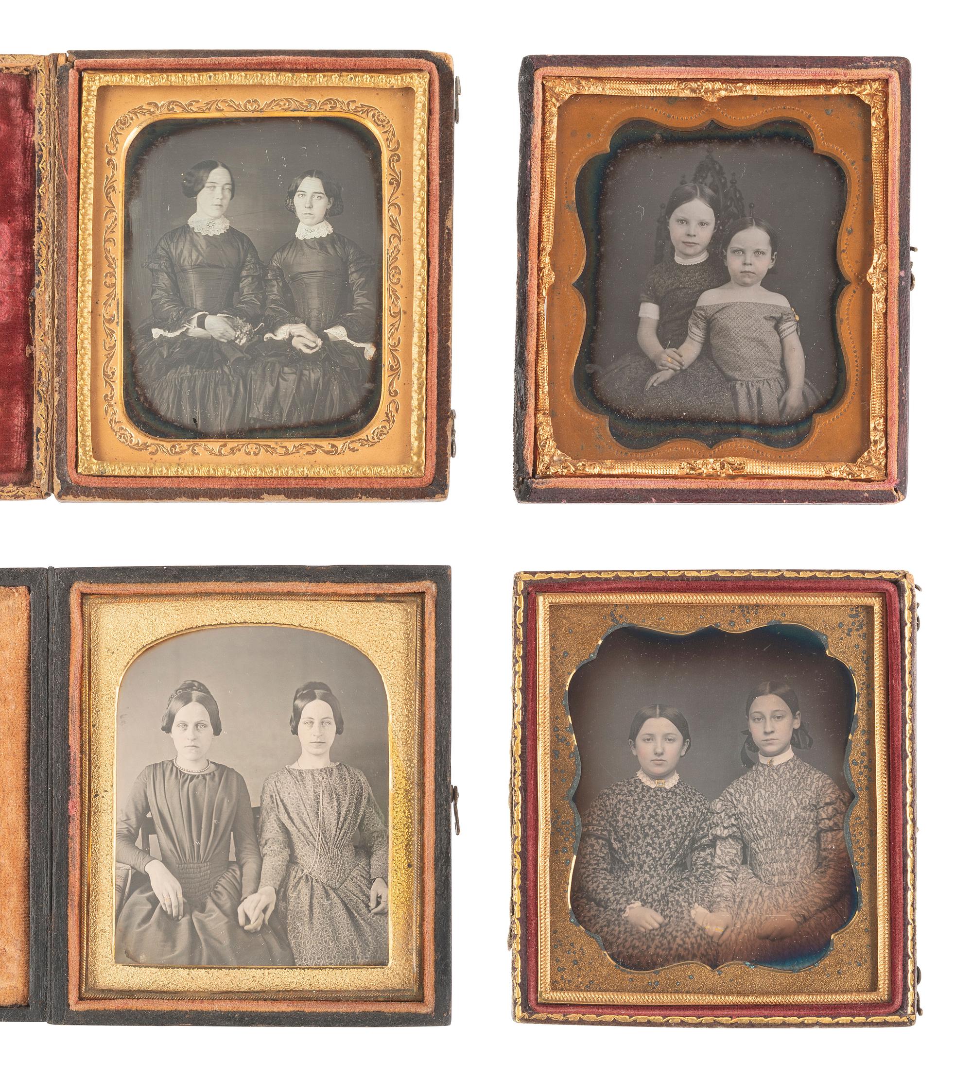 [EARLY PHOTOGRAPHY]. 19 daguerreotypes of siblings and other family pairs.