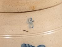 Two Cobalt Decorated Six-Gallon Stoneware Churns