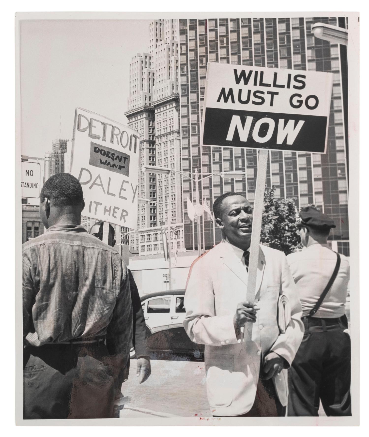 [CIVIL RIGHTS]. A group of 2 press photographs of Jackie Vaughn III and Ralph Abernathy, incl. Vaughn picketing at a July 1965 civil rights march in Chicago.
