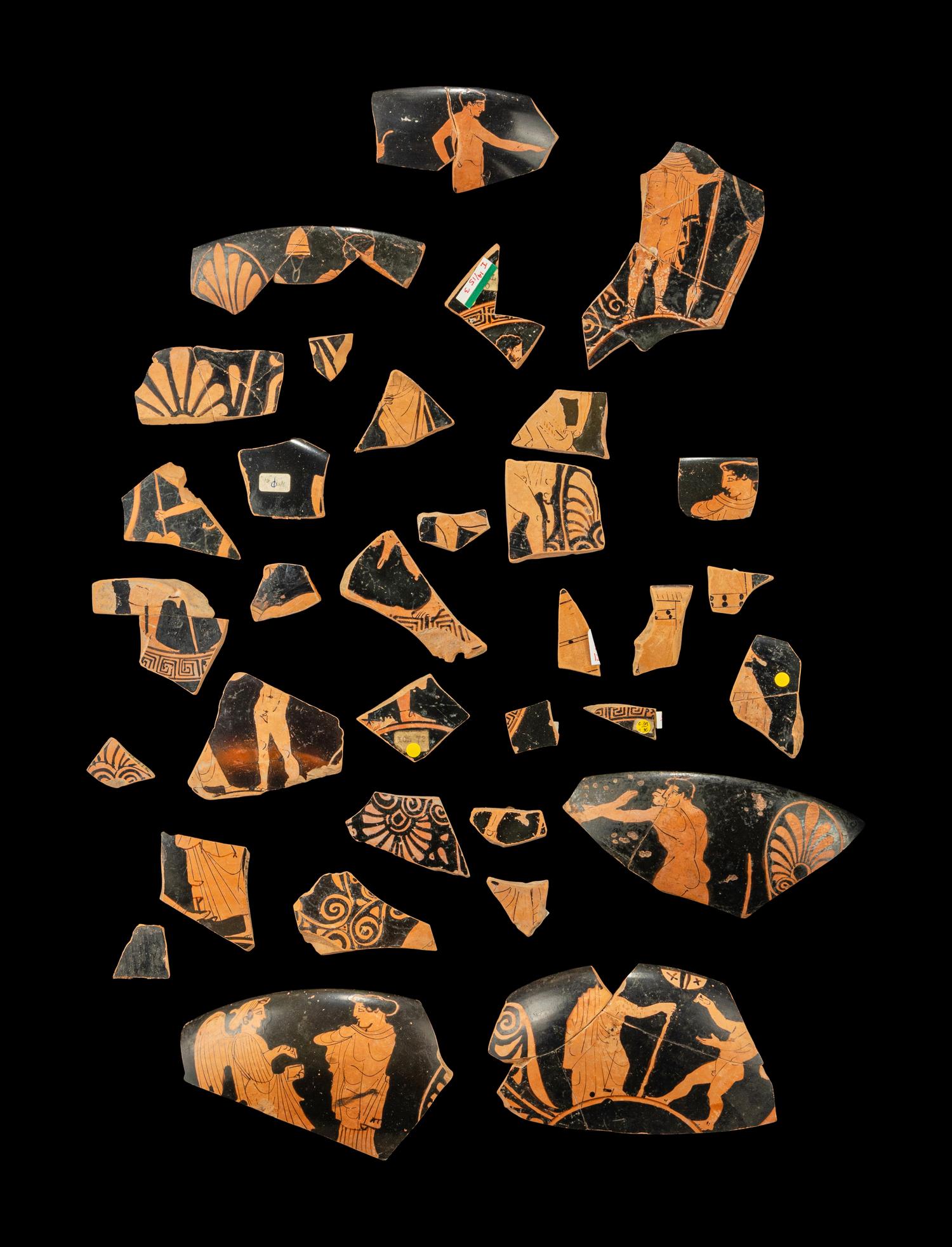 34 Attic Red-Figured Vase Fragments