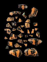 34 Attic Red-Figured Vase Fragments