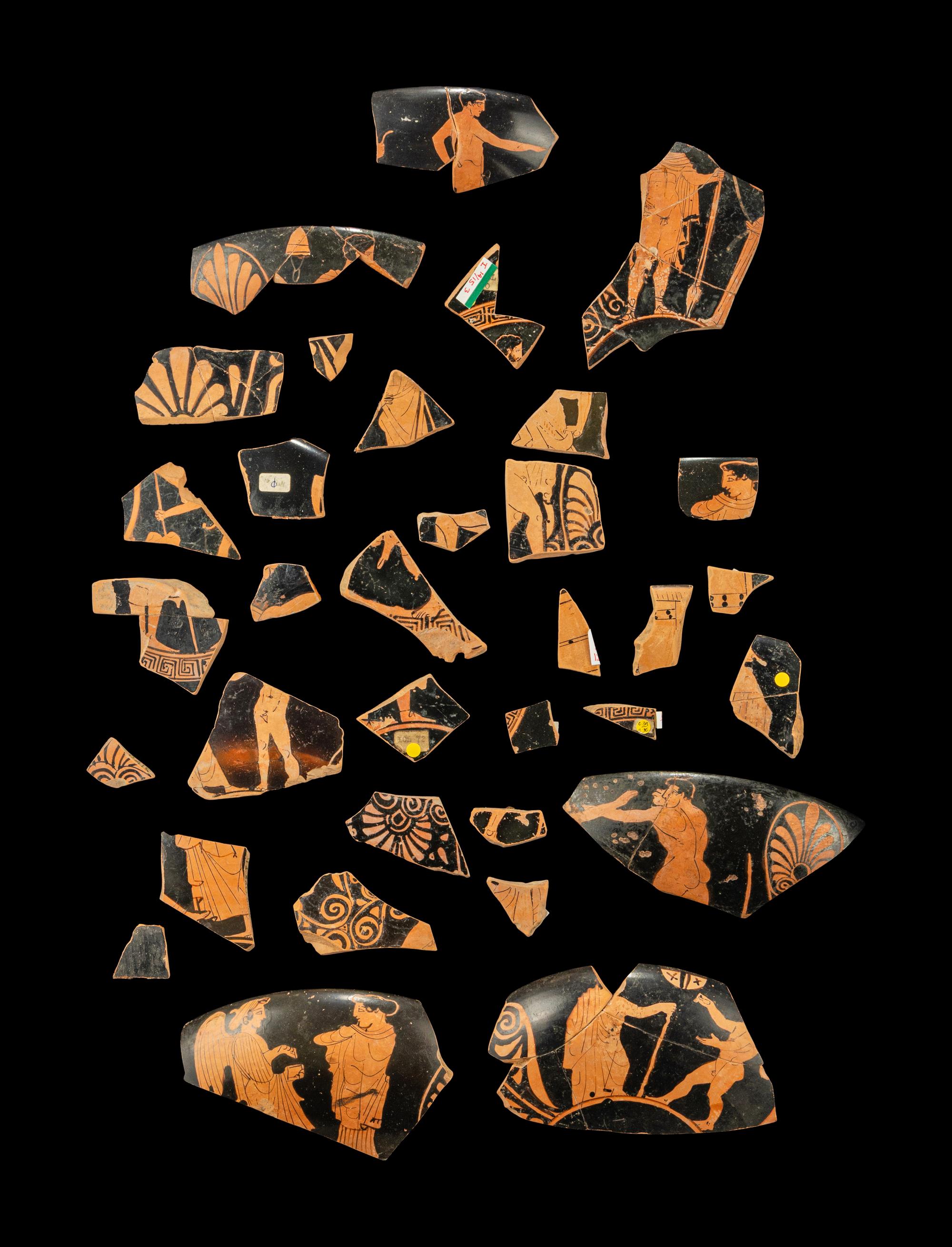 34 Attic Red-Figured Vase Fragments