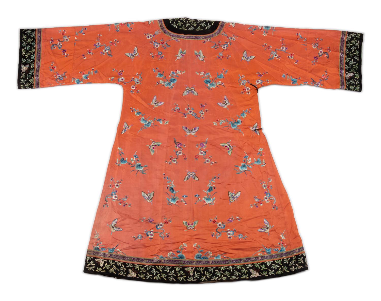 Three Apricot Ground Embroidered Silk Lady's Articles