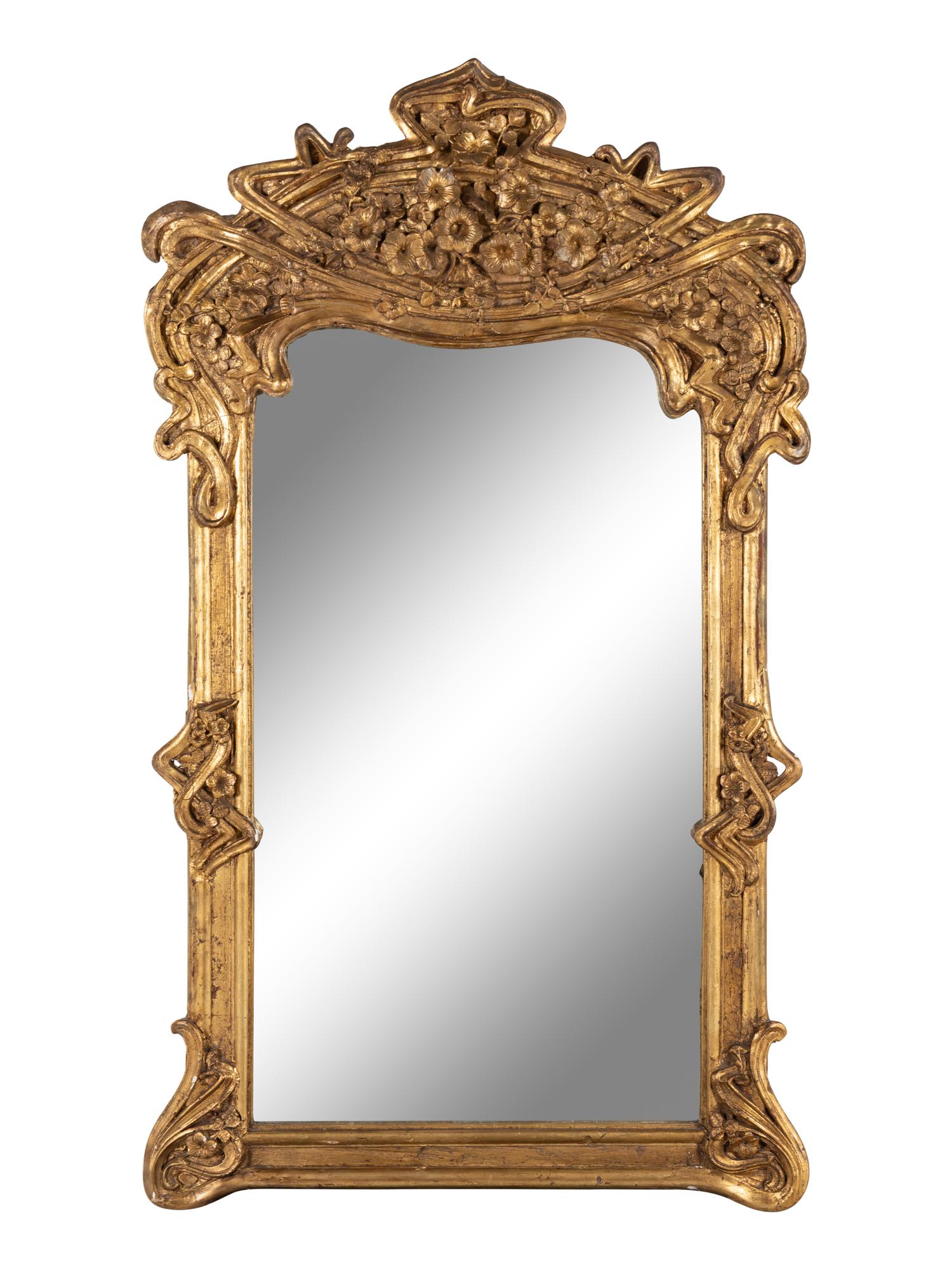 An Art Nouveau Gilt Composition Pier Mirror