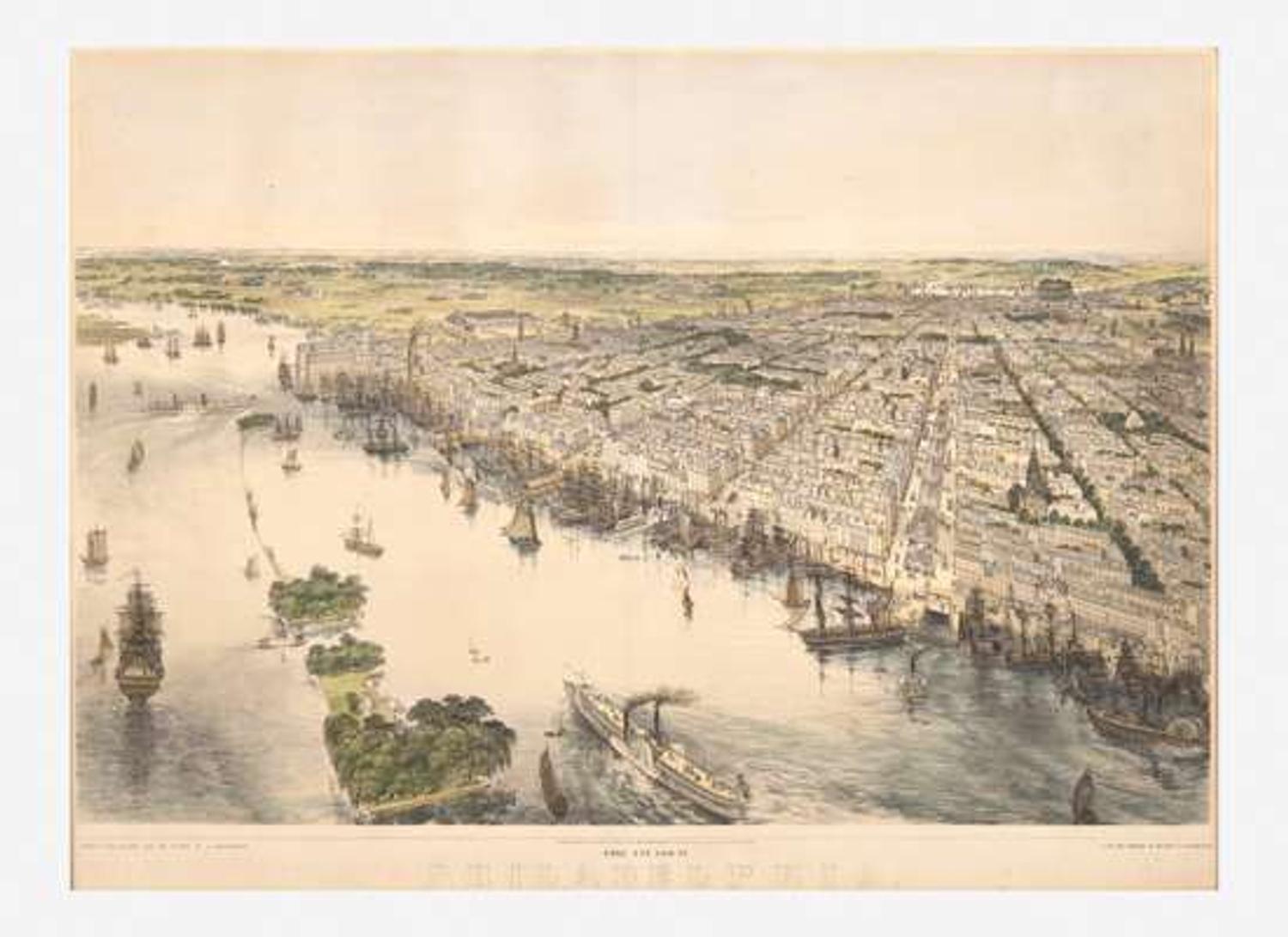[Philadelphia & Pennsylvania ] Bachmann, J.: Birds Eye View of Philadelphia