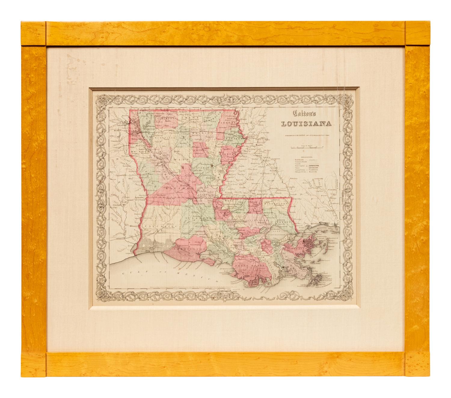 Five Framed Maps Pertaining to Louisiana and the Surrounding States