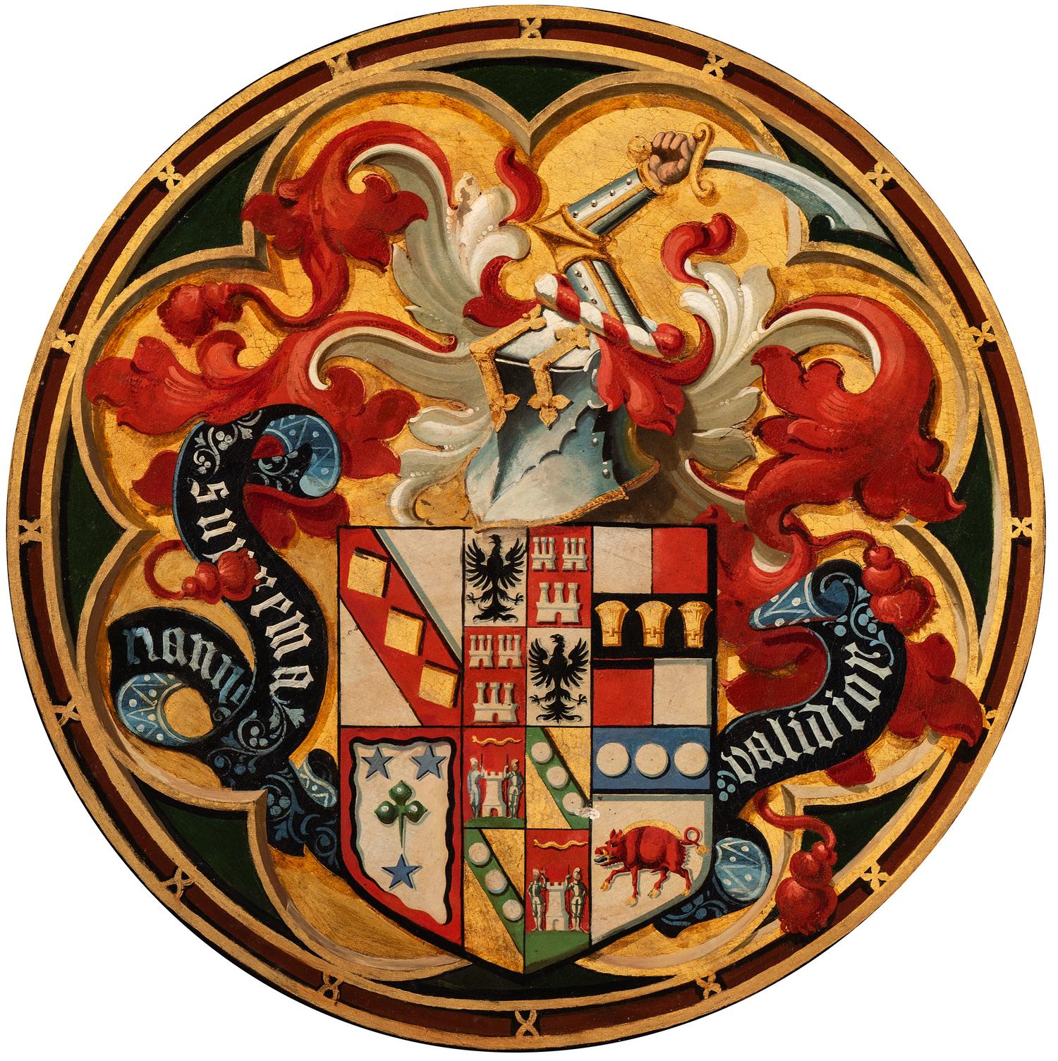 An English Painted Armorial Hatchment