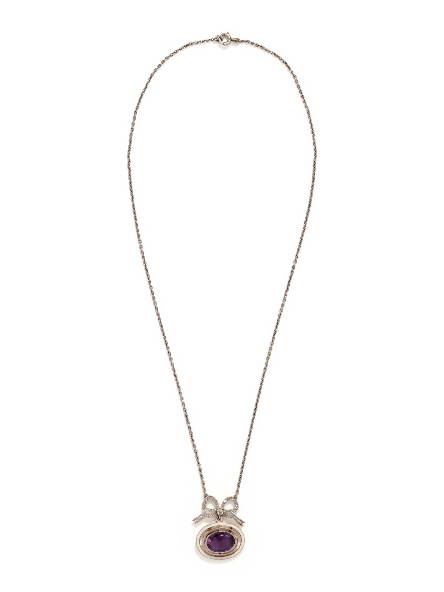 CARTIER, PARIS, ANTIQUE, AMETHYST AND DIAMOND NECKLACE