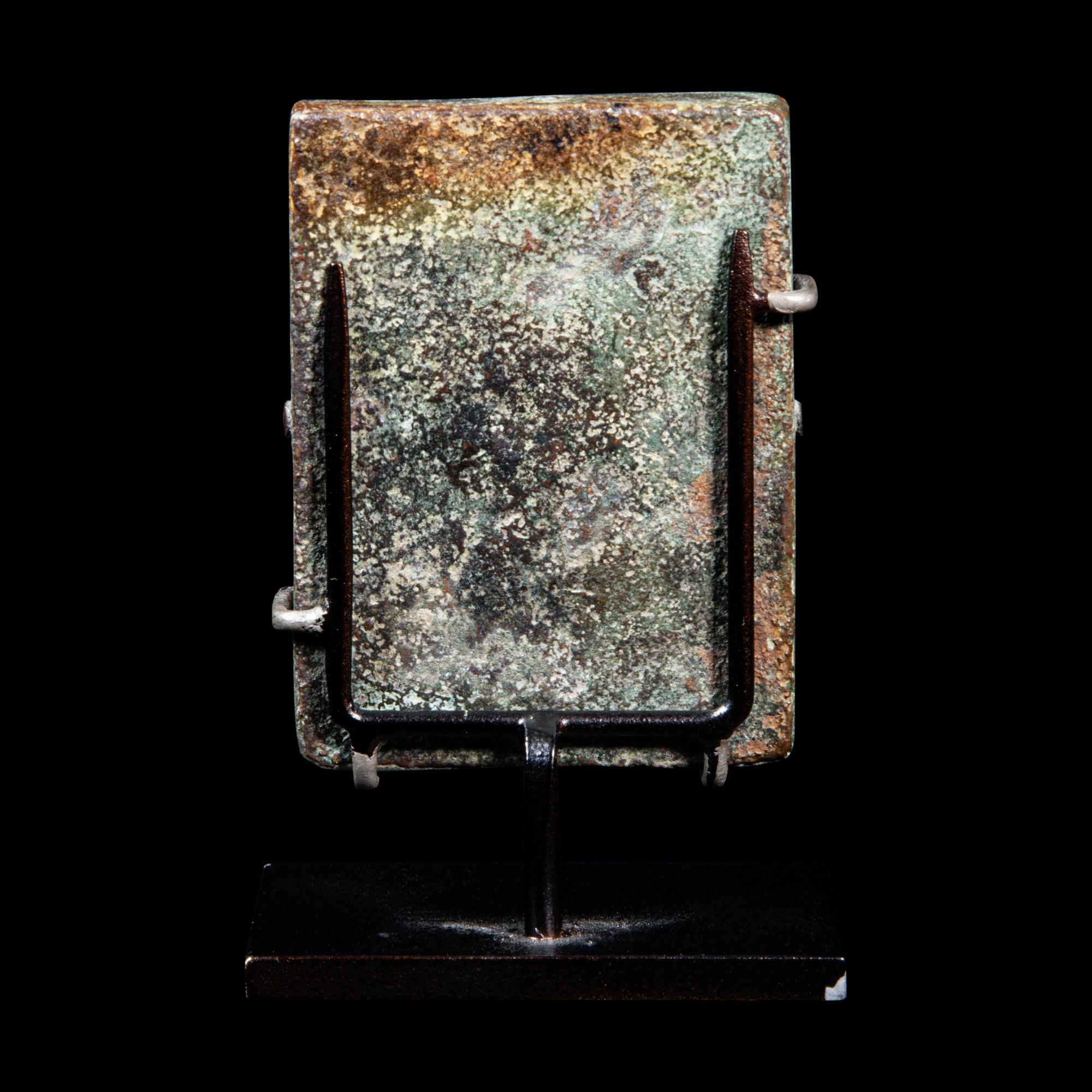 A Byzantine Bronze and Steatite Plaque with Saint Demetrios