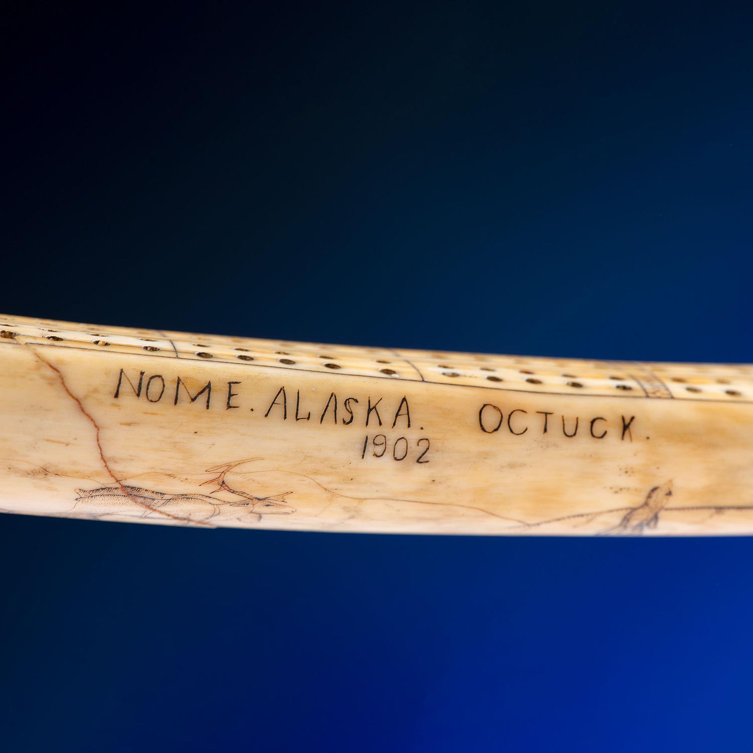 John Octuck (Inuit, 1873-1918) Scrimshawed Cribbage Board