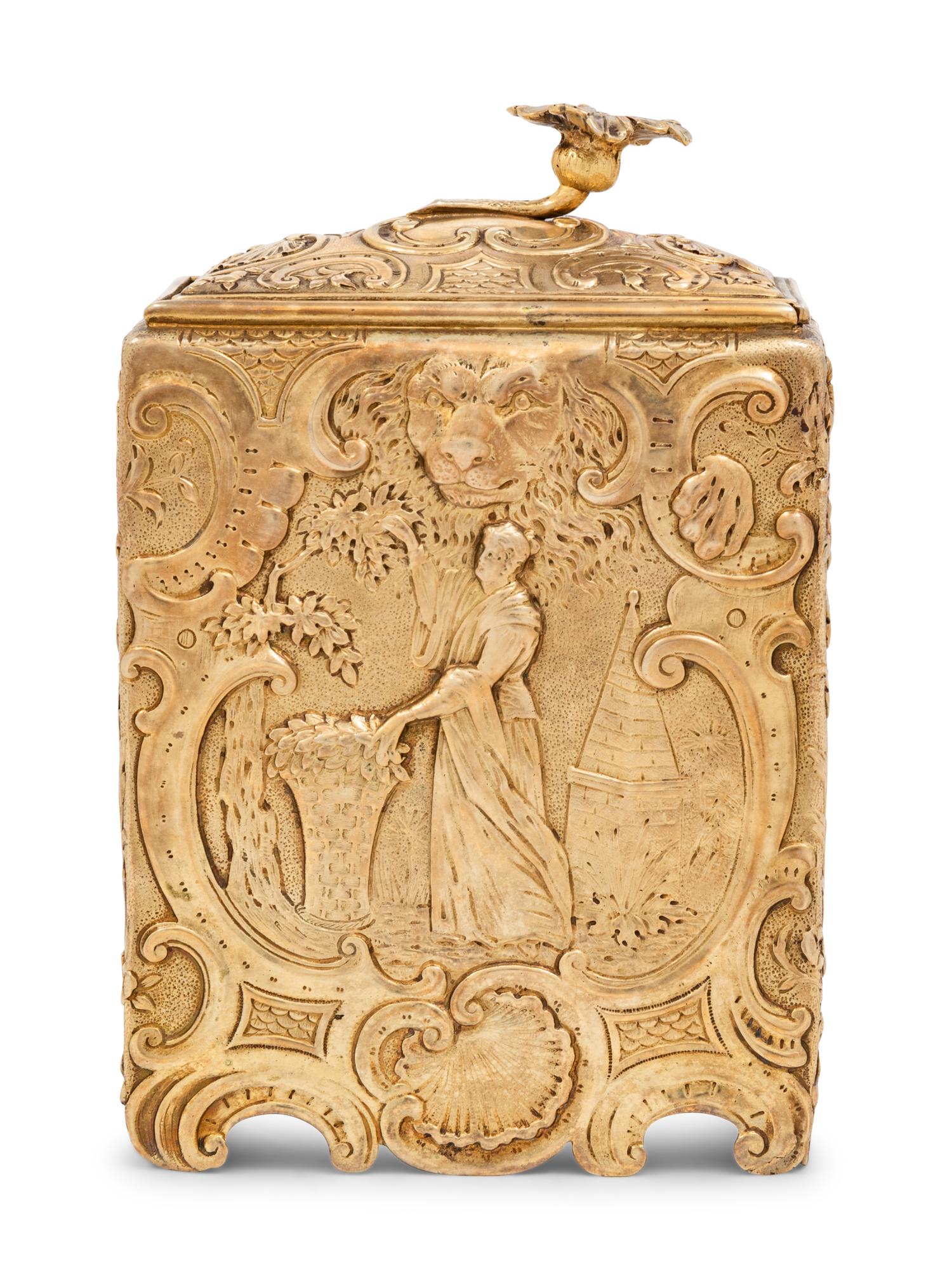A Dutch Silver-Gilt Tea Caddy