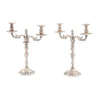 A Pair of George III Silver Two-Light Candelabra