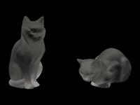 A Pair of Lalique Cat Figures