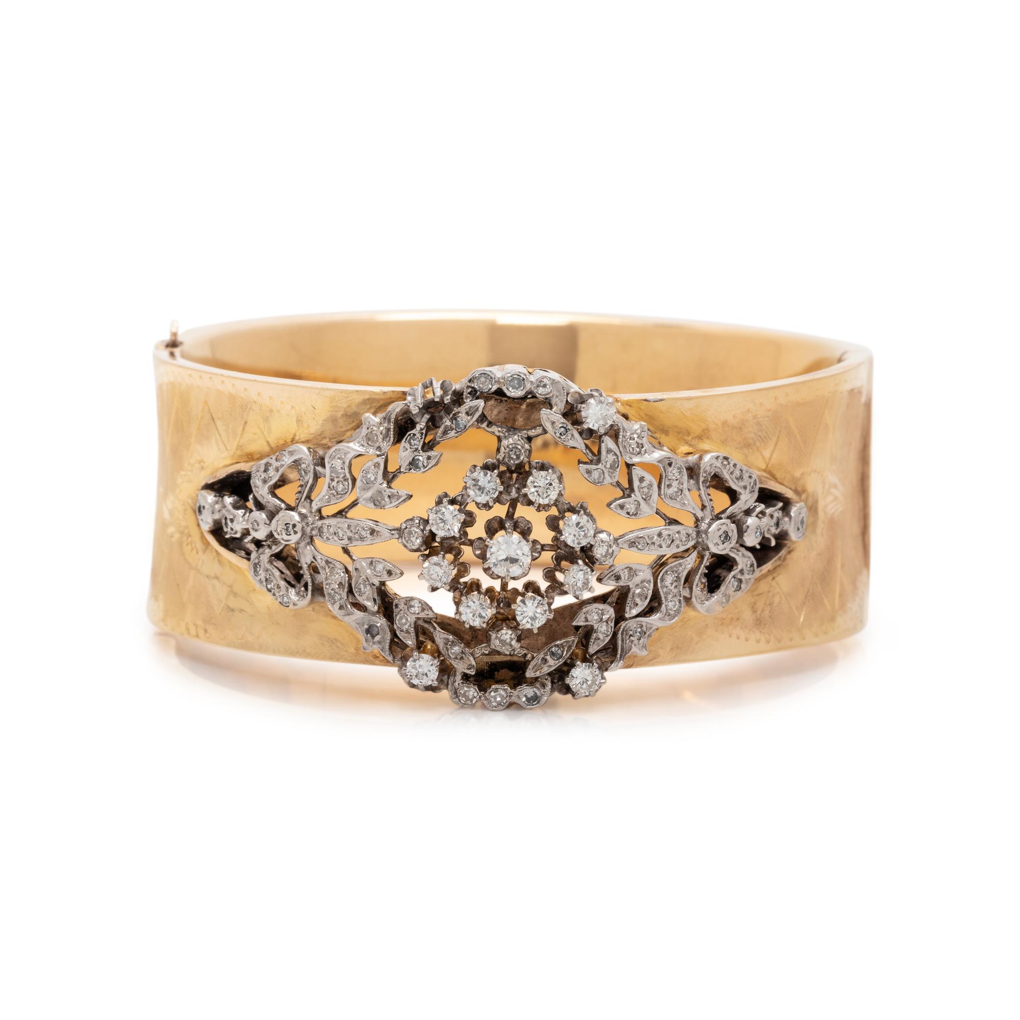 BICOLOR GOLD AND DIAMOND BANGLE BRACELET