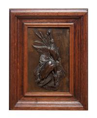 A French Bronze Plaque, after Pierre Jules Mene (1810-1877), Height overall 16 x width 11 3/4 inches.
