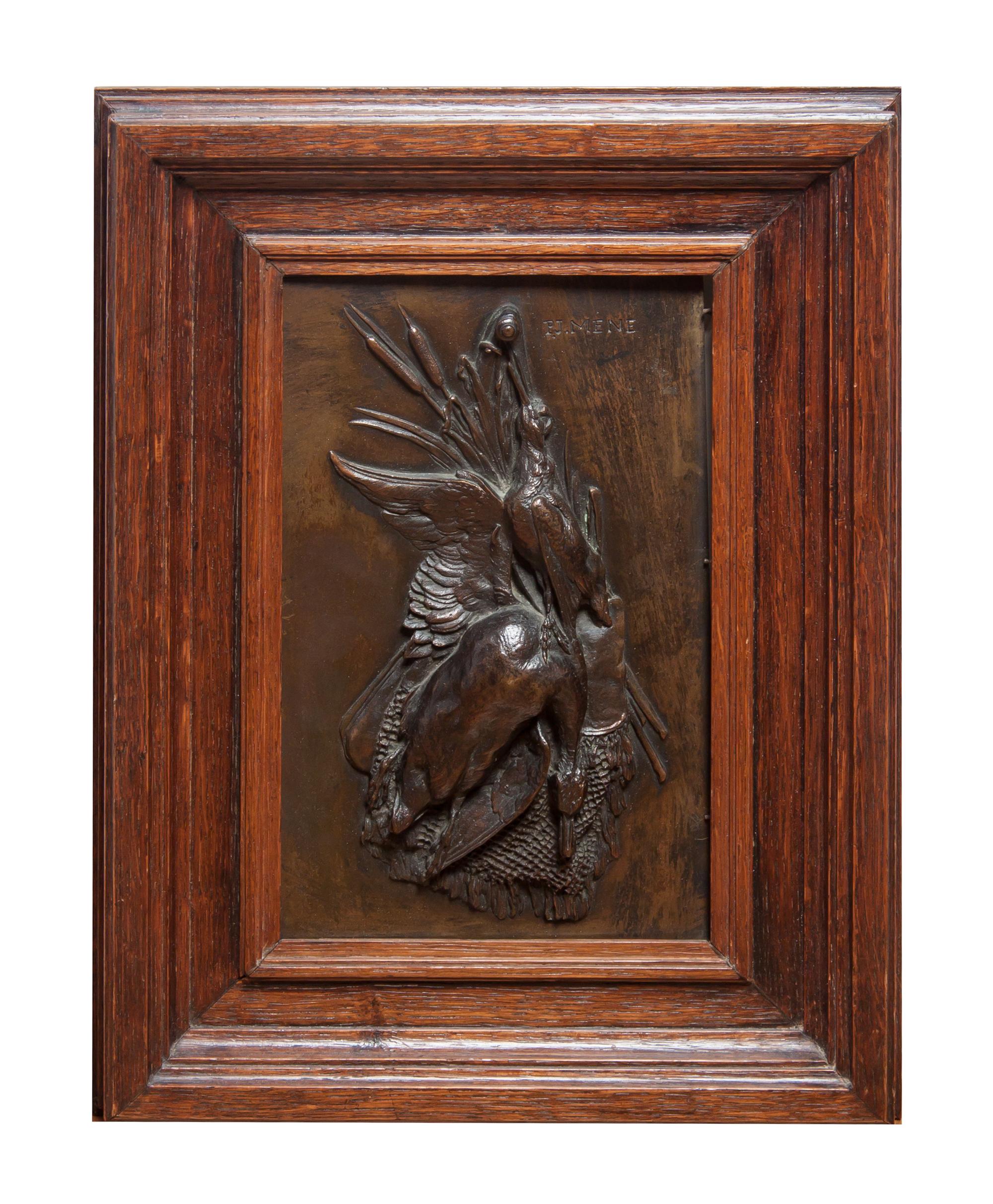 A French Bronze Plaque, after Pierre Jules Mene (1810-1877), Height overall 16 x width 11 3/4 inches.