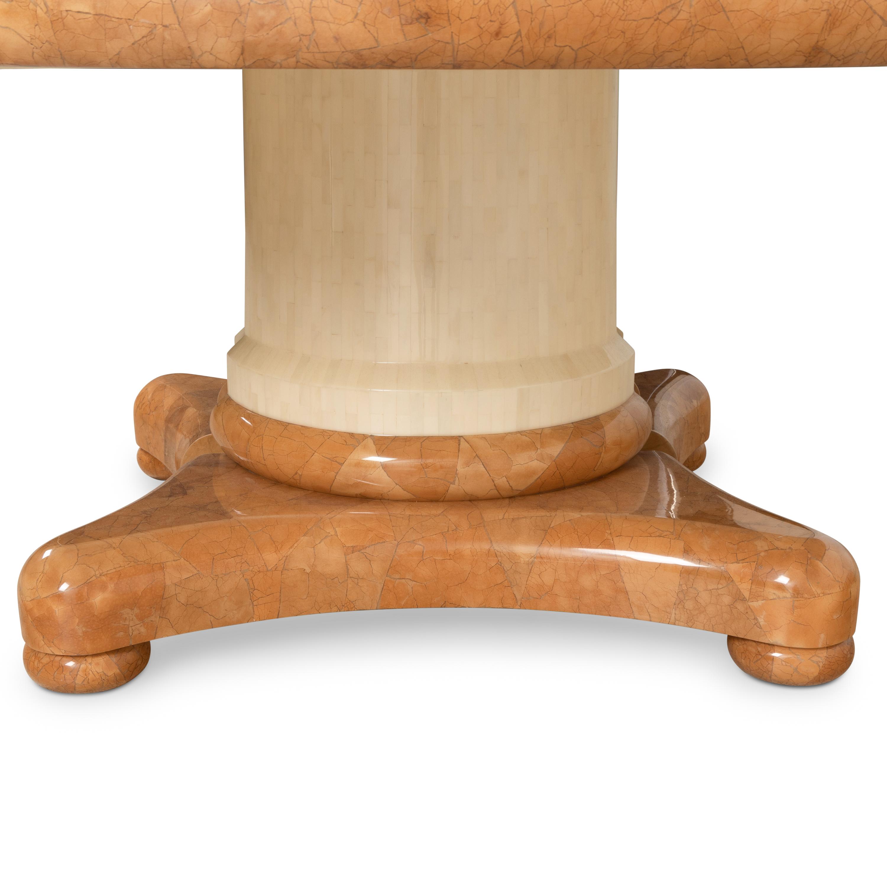 A Contemporary Faux Bone and Faux Marble Veneered Dining Table