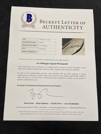 A Joe DiMaggio Signed Autograph Large Format Photograph (Beckett Authentication Services BAS Certified),
