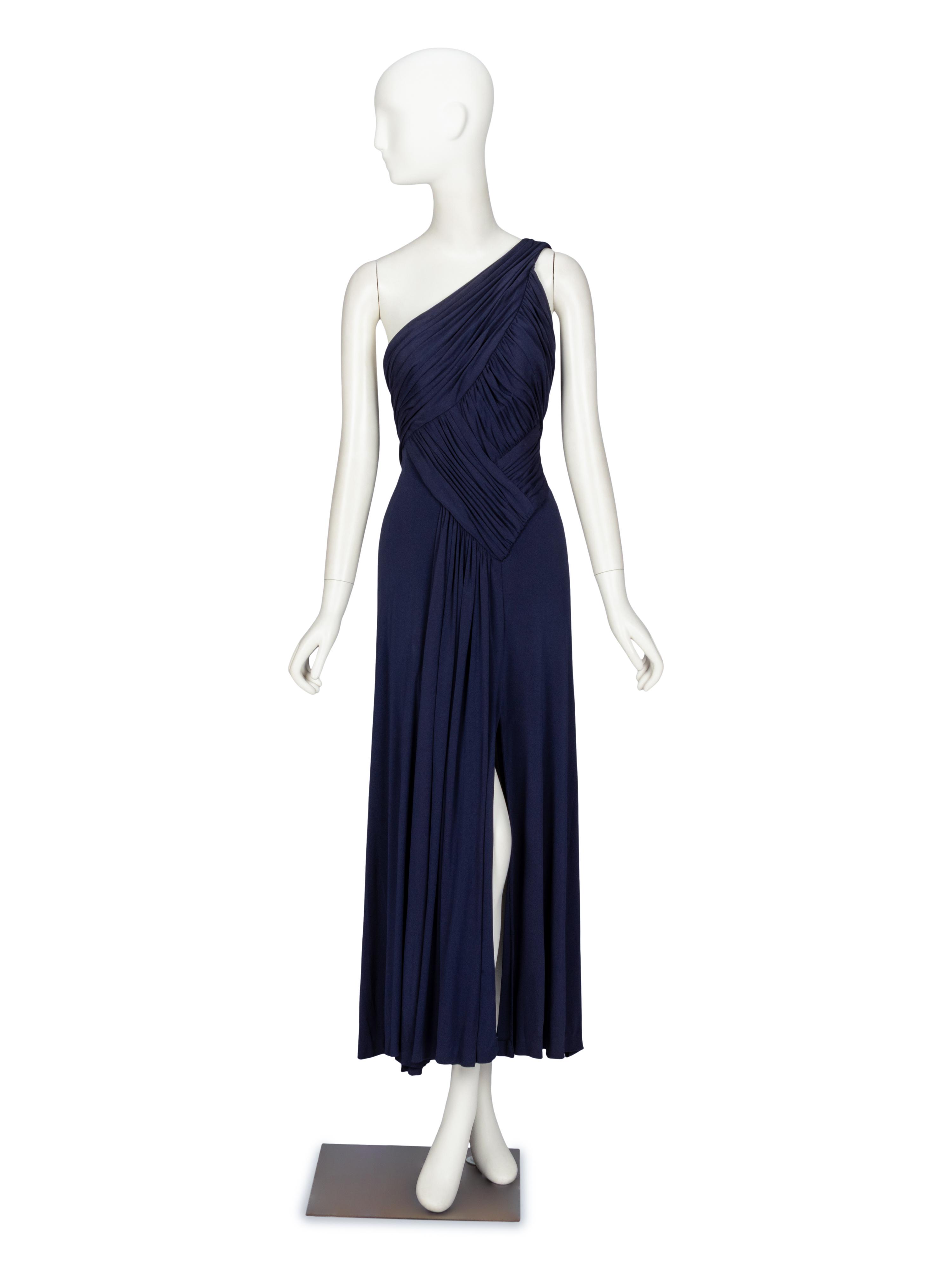 Scaasi, Navy Pleated Dress