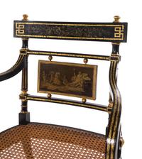 A Set of Six Regency Painted and Parcel Gilt Dining Chairs