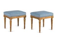 A Pair of Louis XVI Carved Giltwood Tabourets