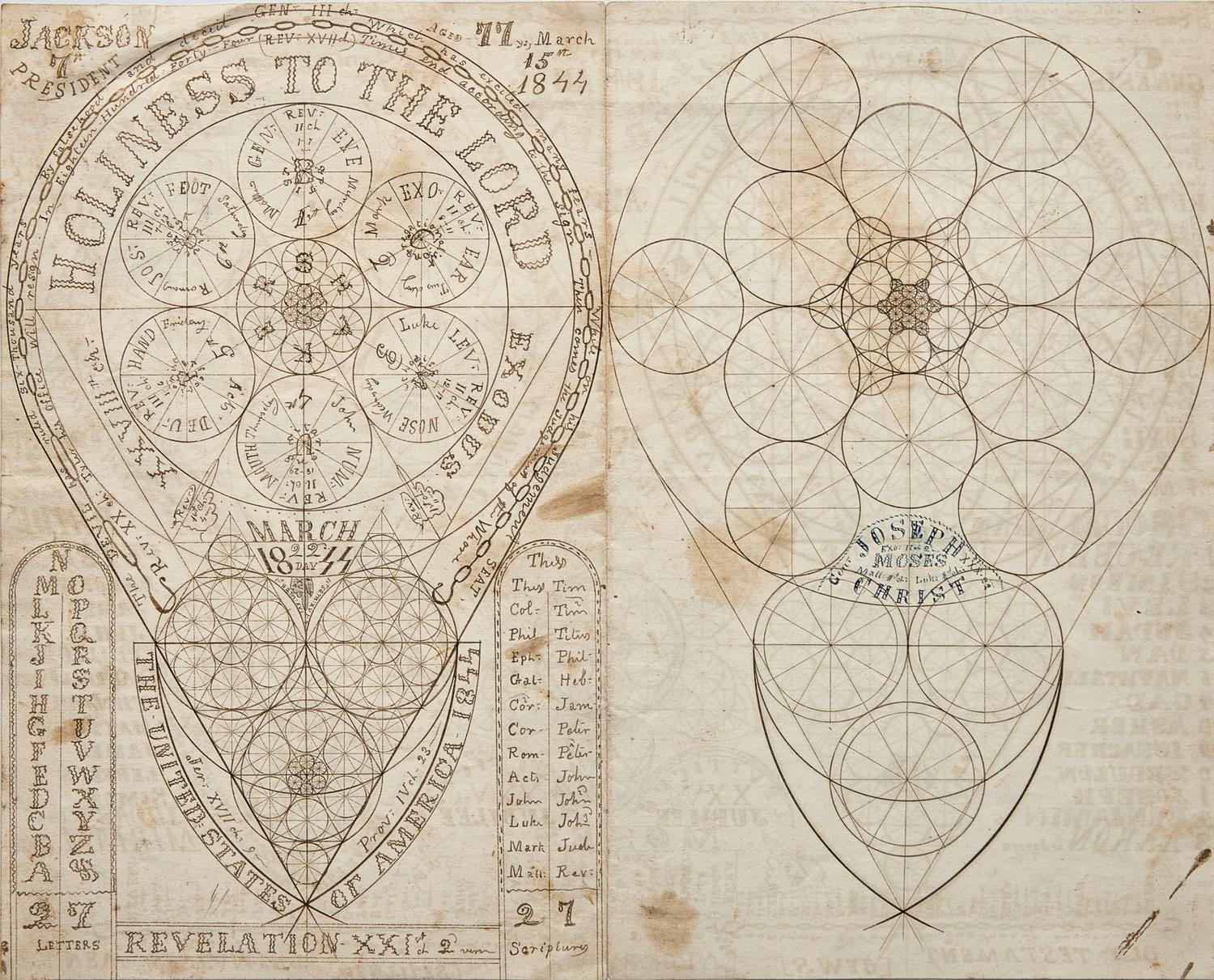 A Double-Sided Millerite Adventist Spiritual Drawing, Probably New England, Circa 1835
