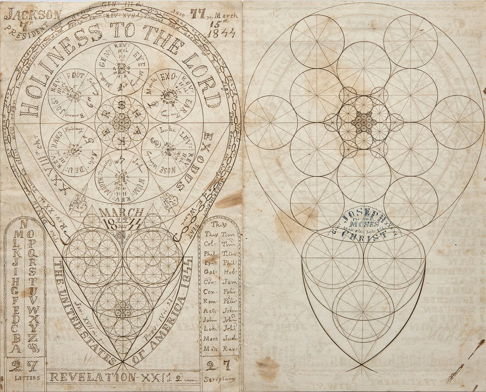 A Double-Sided Millerite Adventist Spiritual Drawing, Probably New England, Circa 1835