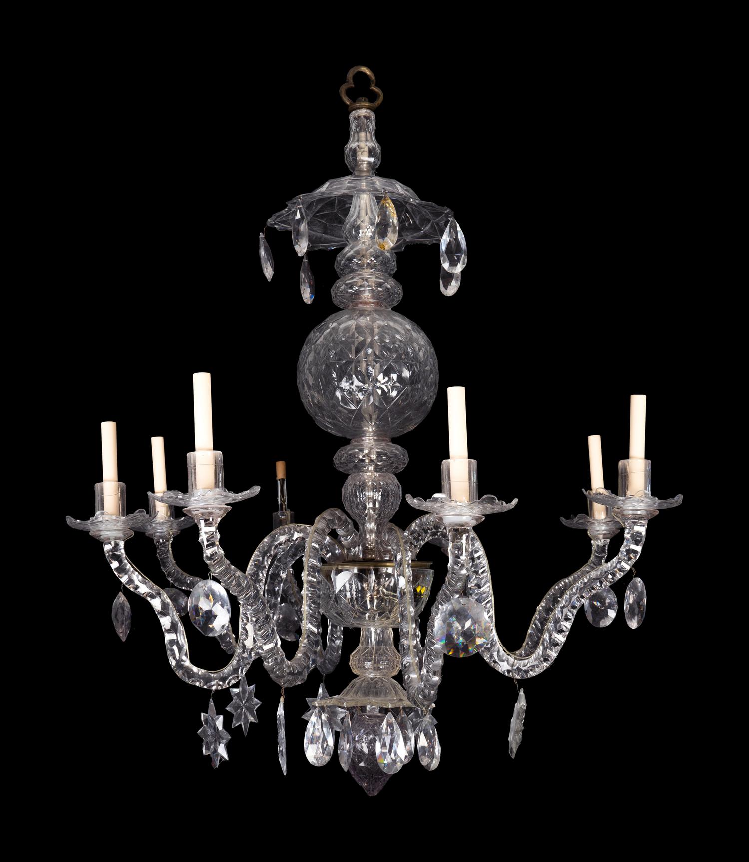 A Waterford Style Cut Glass Eight Light Chandelier — 19TH/20TH CENTURY