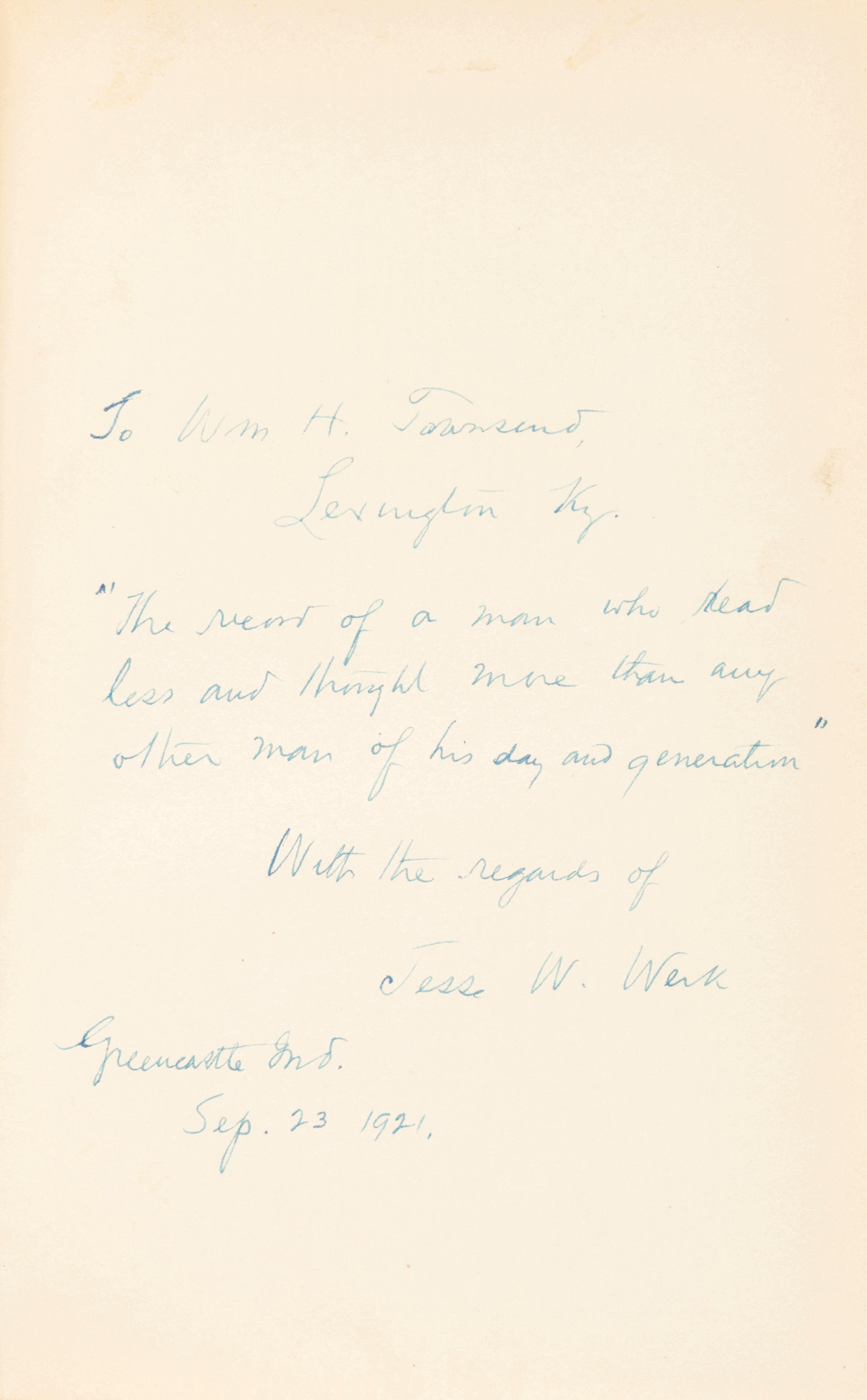 [LINCOLN, Abraham (1809-1865)]. HERNDON, William H. and Jesse William WEIK. Herndon's Lincoln: The True Story of a Great Life . Chicago, etc.: Belford, Clarke & Company, 1889.