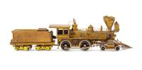 A United Scale Models Brass HO-Gauge 4-4-0 Locomotive and Tender