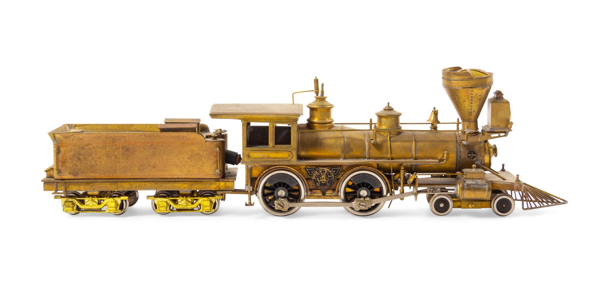 A United Scale Models Brass HO-Gauge 4-4-0 Locomotive and Tender