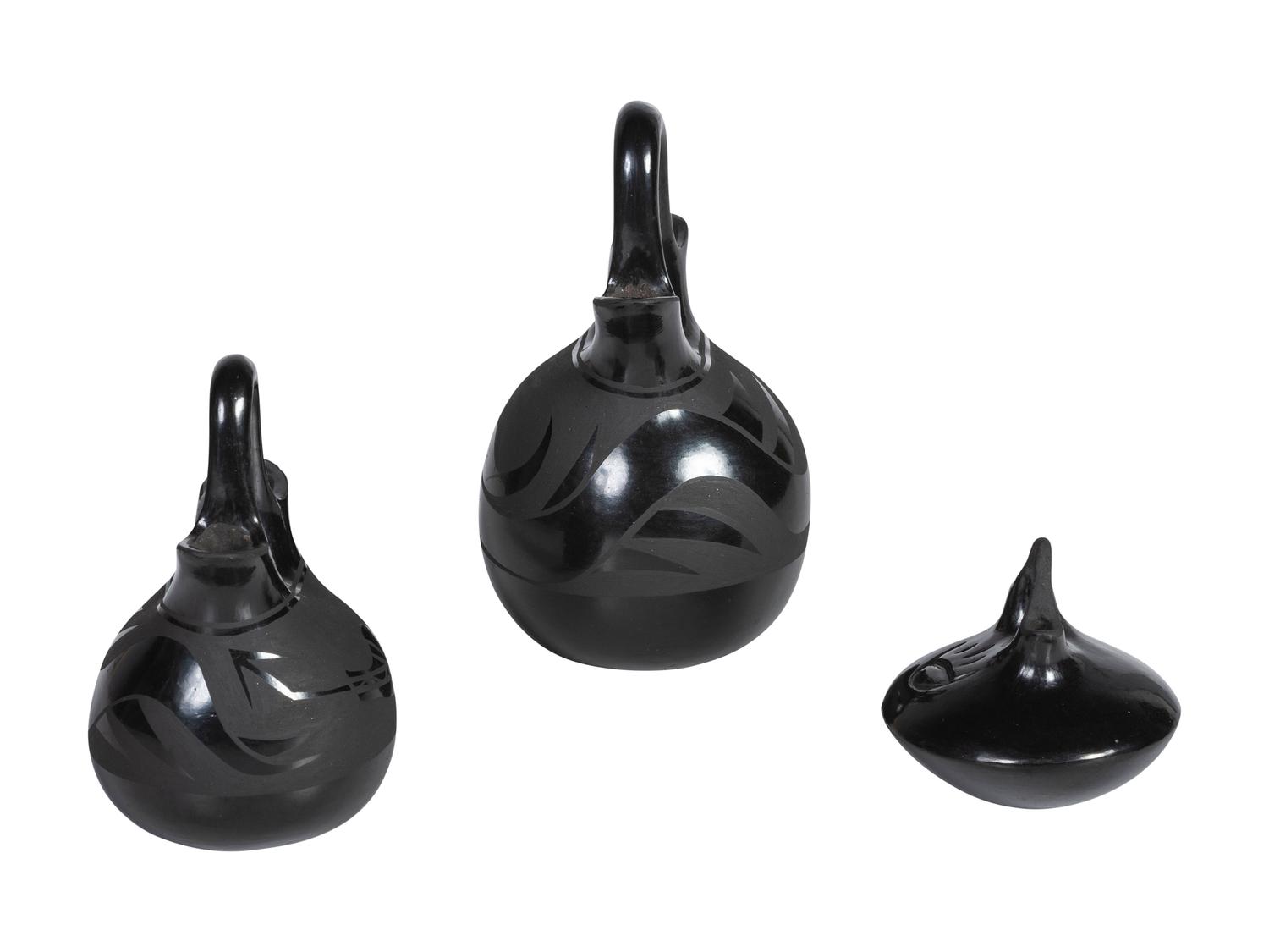 Miniature Blackware Wedding Vases