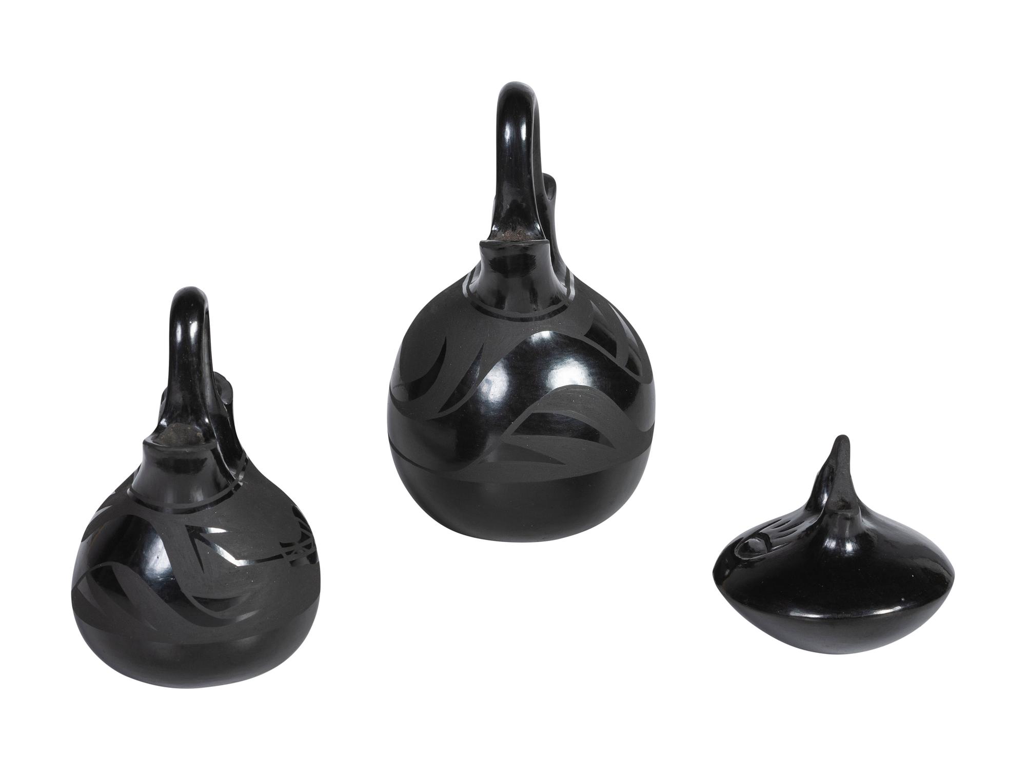 Miniature Blackware Wedding Vases