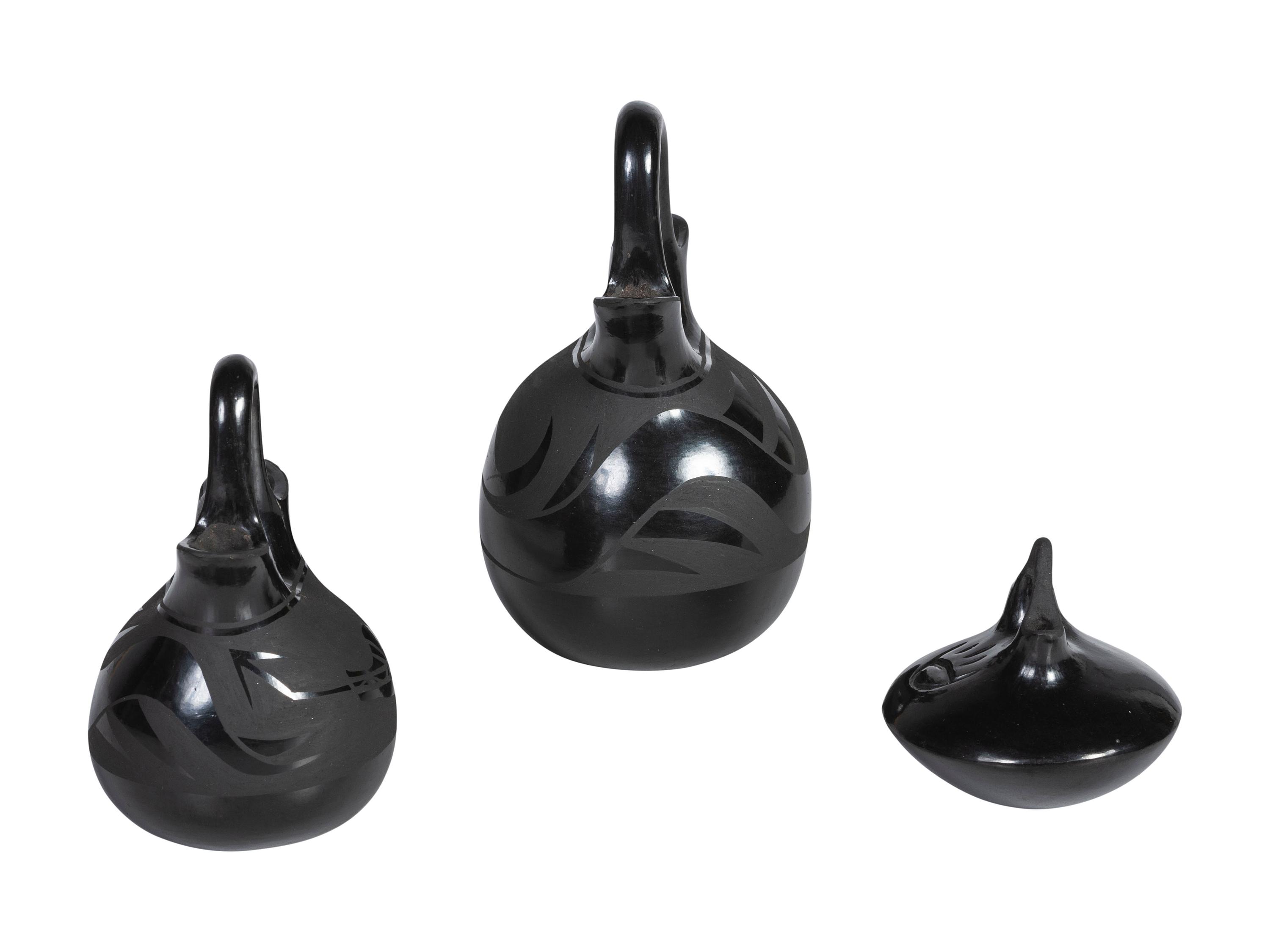 Miniature Blackware Wedding Vases