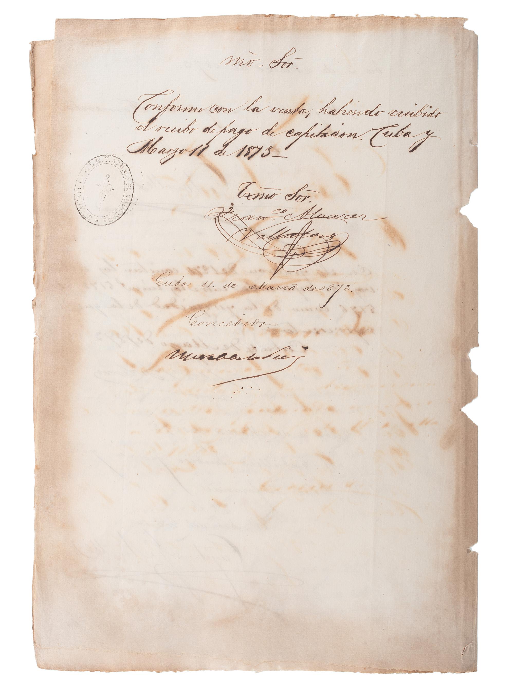 [SLAVERY & ABOLITION - CUBA]. A group of 11 manumission and sale documents for enslaved persons in Cuba.