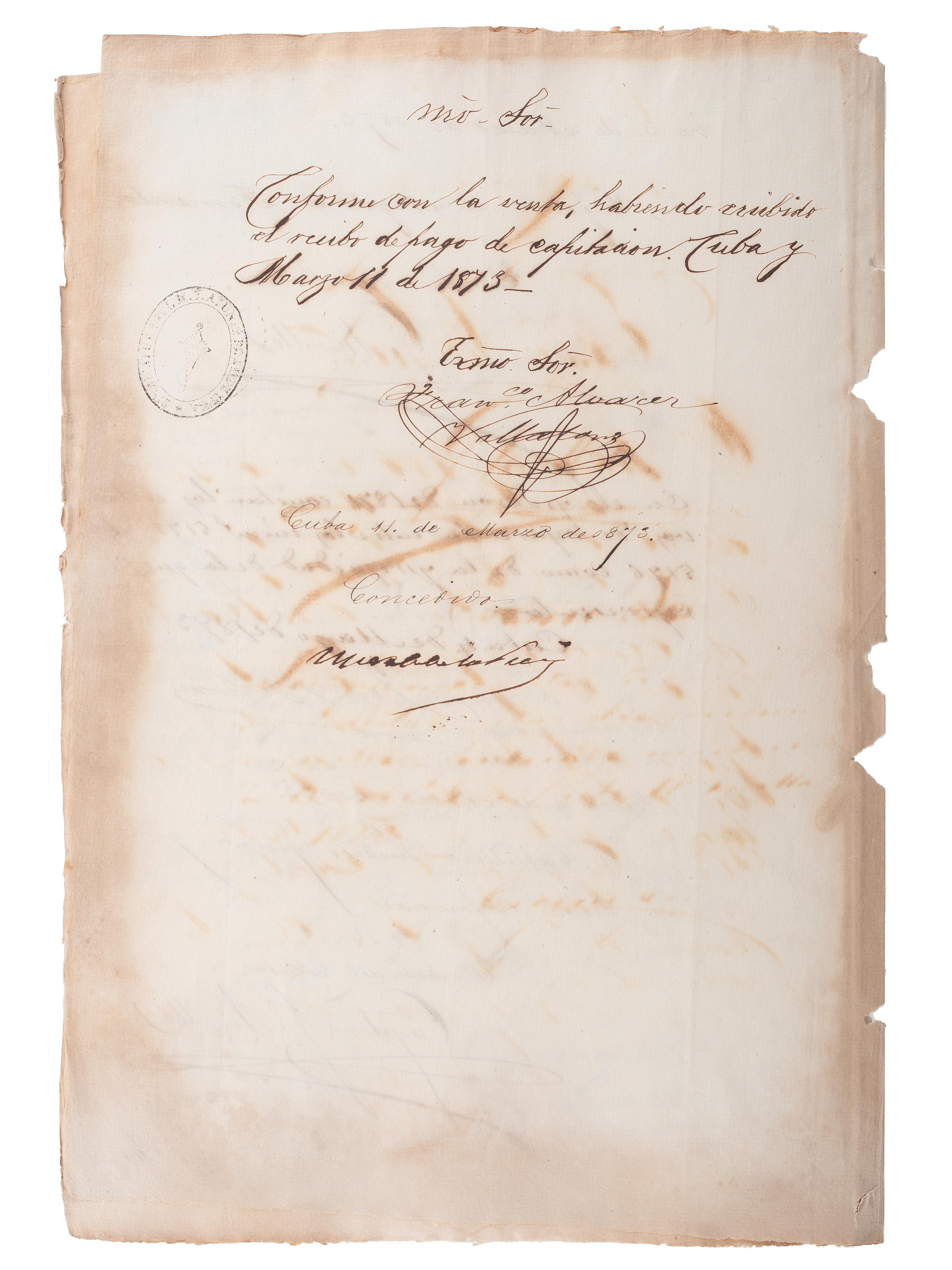 [SLAVERY & ABOLITION - CUBA]. A group of 11 manumission and sale documents for enslaved persons in Cuba.
