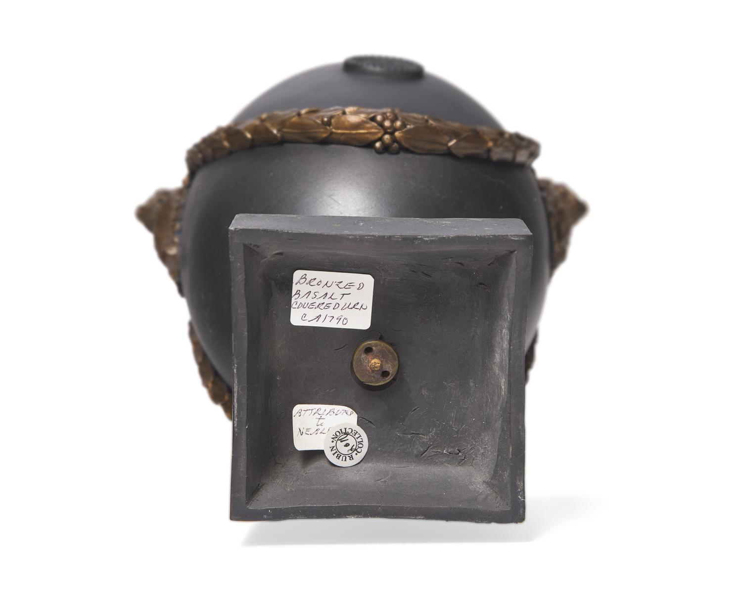An English Bronze Decorated Basalt Twin-Handle Urn