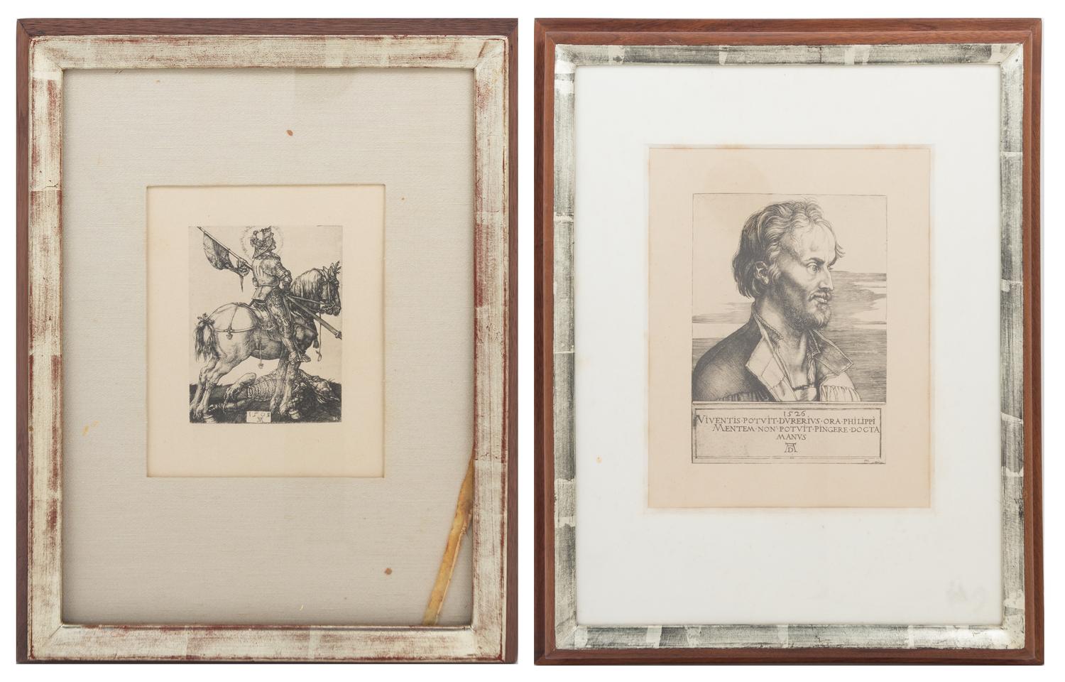 After Albrecht Durer, (German, 1471-1528), Saint George on Horseback and Philipp Melanchthon (two works)