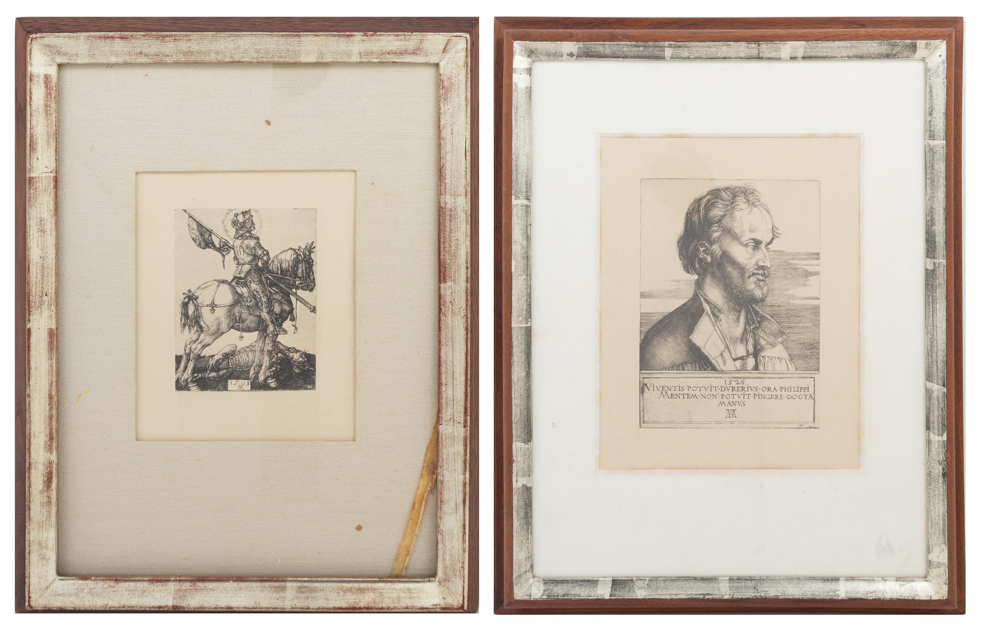After Albrecht Durer, (German, 1471-1528), Saint George on Horseback and Philipp Melanchthon (two works)