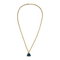 Blue Topaz and Yellow Gold Pendant Necklace