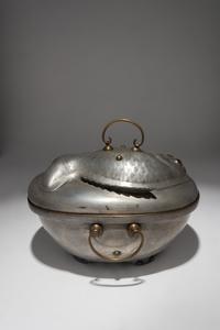 A Pewter Carp-Form Food Container