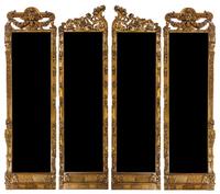 A Continental Giltwood Four-Panel Floor Screen Height of taller panels 115 x width 32 inches. — LATE 19TH CENTURY