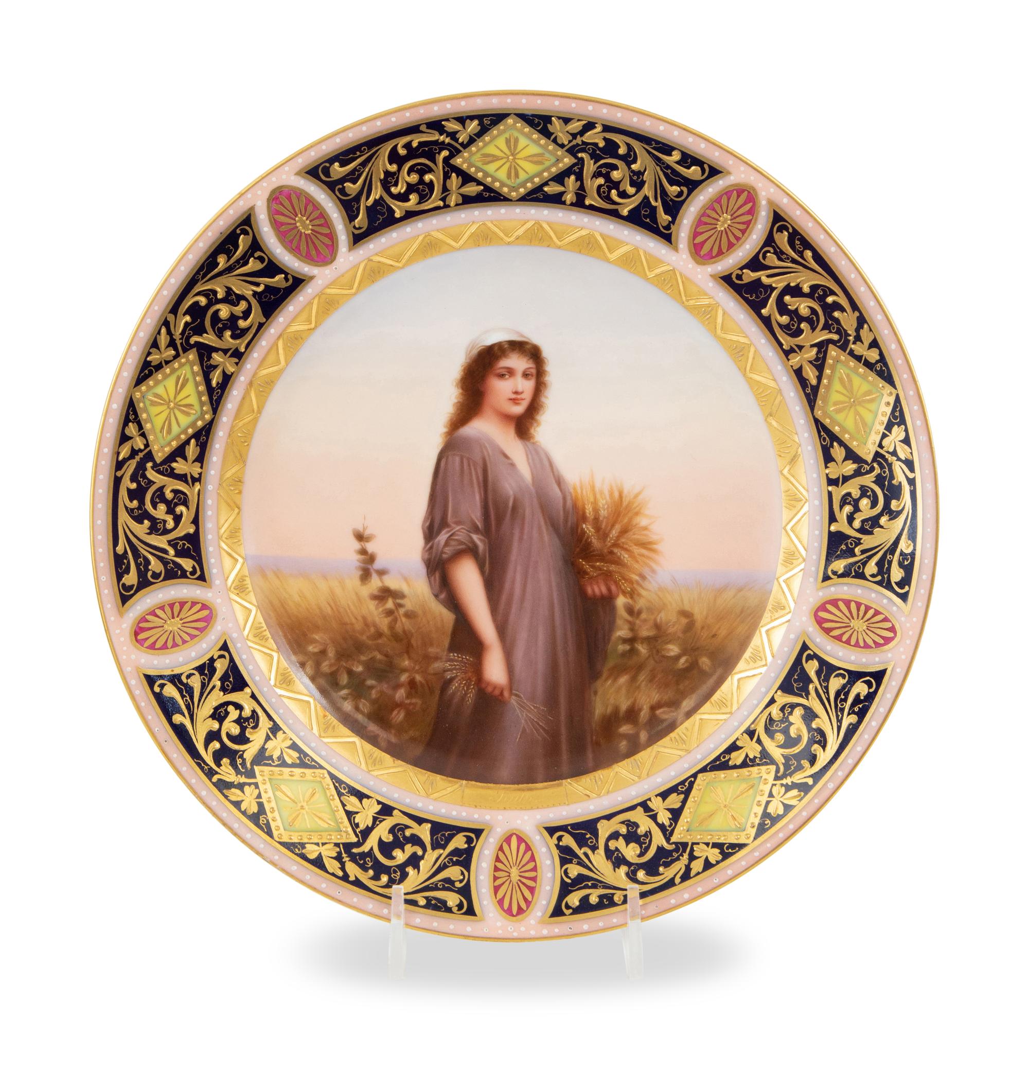 Five Royal Vienna Hand Painted Porcelain Portrait Plates