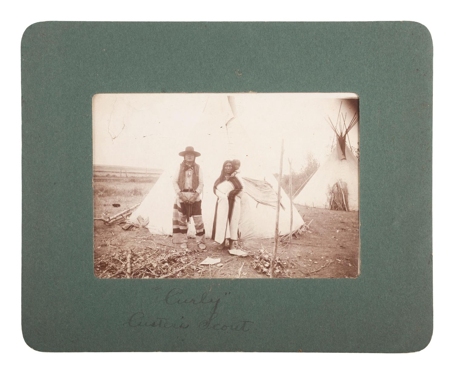 [NATIVE AMERICANS]. A group of 10 photographs of the Custer Battlefield and Crow Indians, incl. Chief "Two Moons" and "Curly."