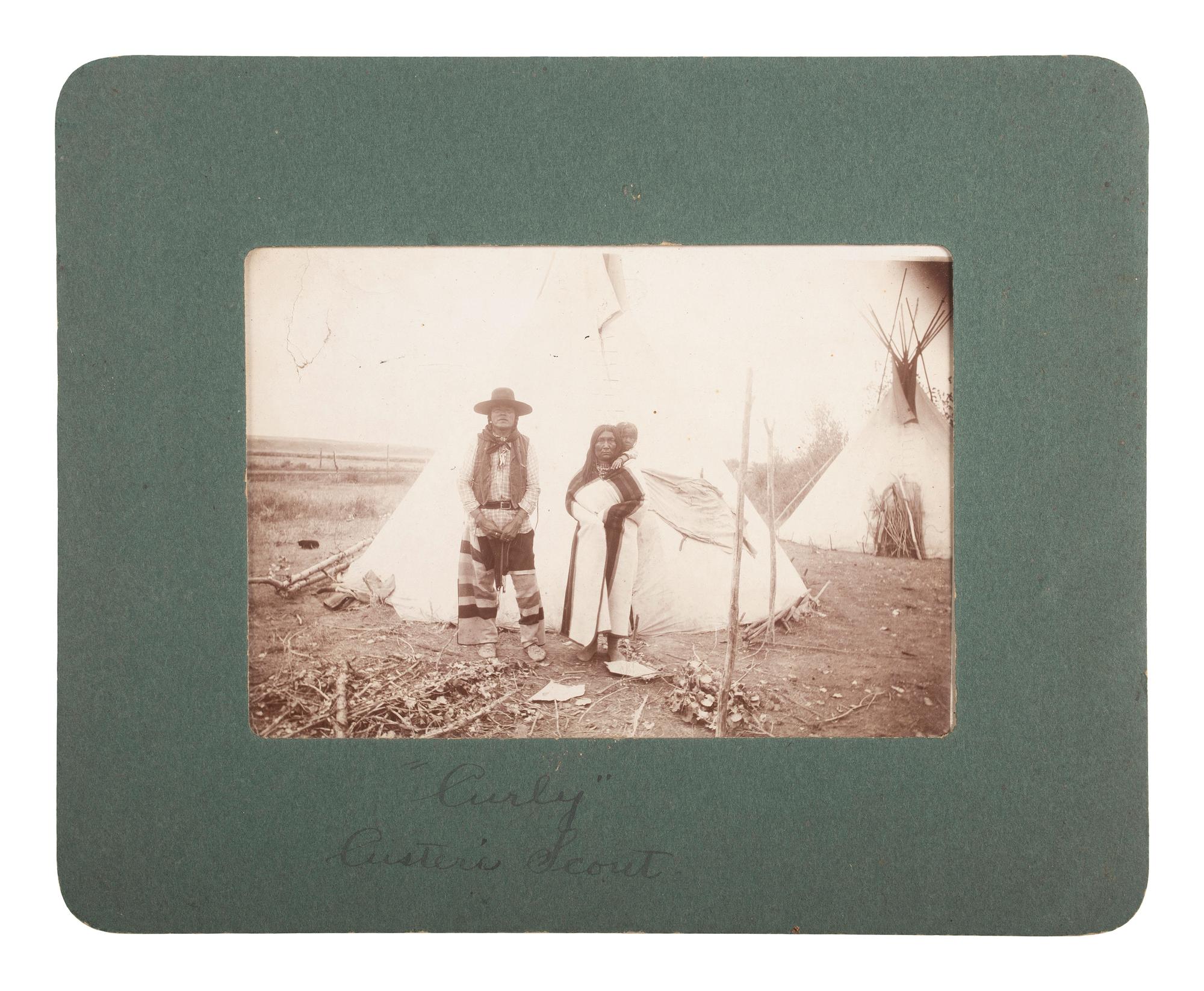 [NATIVE AMERICANS]. A group of 10 photographs of the Custer Battlefield and Crow Indians, incl. Chief "Two Moons" and "Curly."