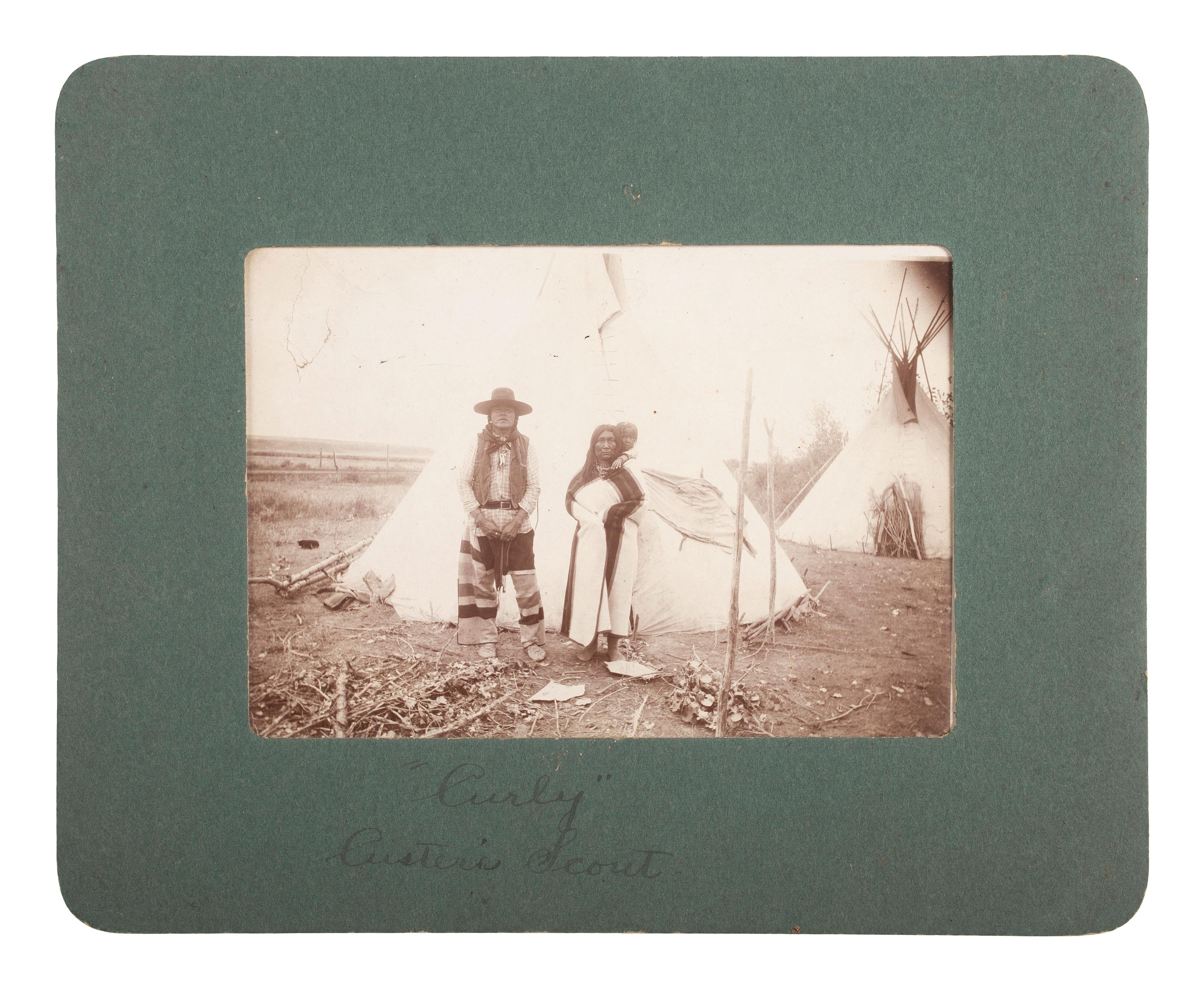 [NATIVE AMERICANS]. A group of 10 photographs of the Custer Battlefield and Crow Indians, incl. Chief "Two Moons" and "Curly."