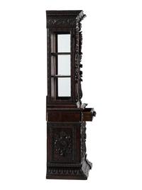 An Italian Renaissance Revival Carved Walnut Bookcase or Vitrine Cabinet