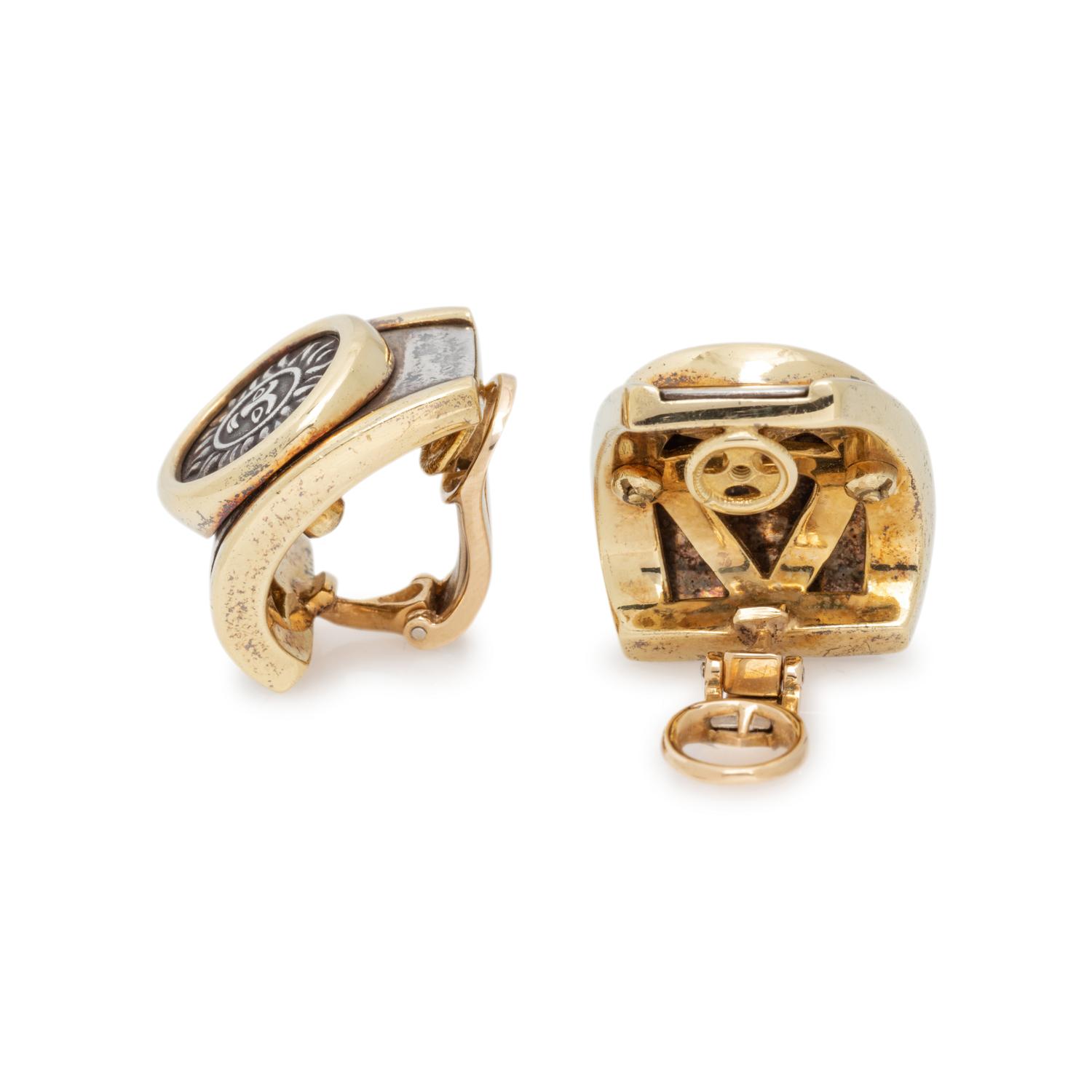 YELLOW GOLD AND SILVER EARCLIPS